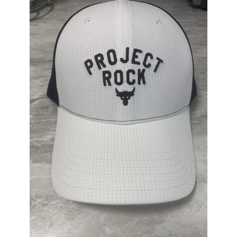 Under Armour Project Rock Trucker Snapback Hat White Black Size OSFM 1369815 100